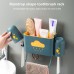 Kitchen And Bathroom Dual  purpose Non  perforated Wall  mounted Toothbrush Holder Device Rack  Green