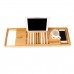 Multifunctional Bamboo Bathtub Rack Retractable Storage Shelf for Bathroom