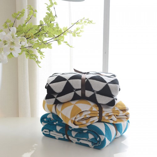 130 160cm Soft Cotton Warm Blanket Geometry Knitted Bedspread for Sofa Chair Car and Home Textile